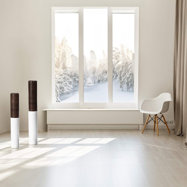 Uniquewise Modern Tall Decorative White and Brown Ribbed Cylinder Floor Vase, PK 2 - QI004190.2