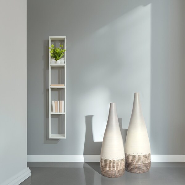 Uniquewise Spun Bamboo and Coiled Seagrass Patterned Vase, White, PK 2 - QI003357W.2
