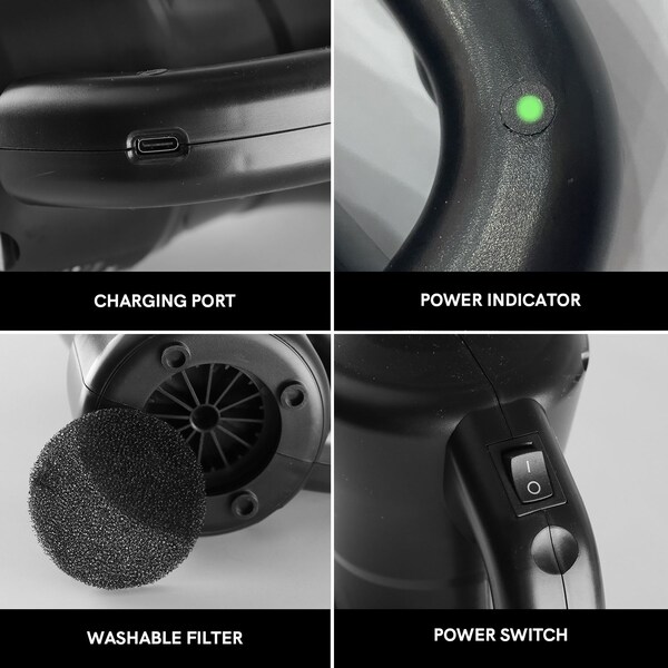 Xpower Cordless Multi-use Rechargeable Powered Cyber Duster, compressed Air, Blower, Dryer, Air Pump - A-3B