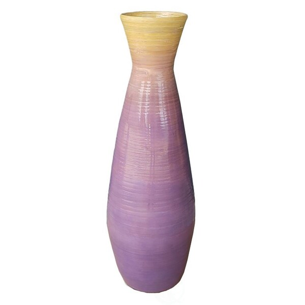 Uniquewise 31.5" Classic Bamboo Floor Vase Handmade, For Dining, Living, Entryway, Glossy Purple - QI003242.L.PUR