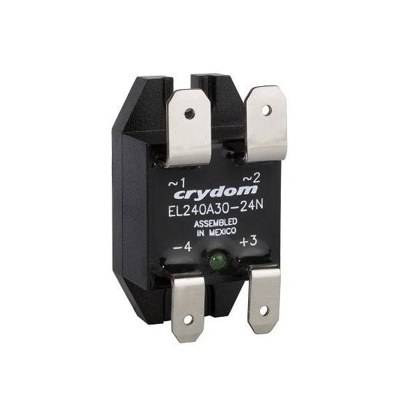 Relés de estado sólido Crydom - Relé SSR de montaje industrial, montaje en panel, IP00, 280VCA/30A, 10-14Vcc en, - EL240A30R-12N