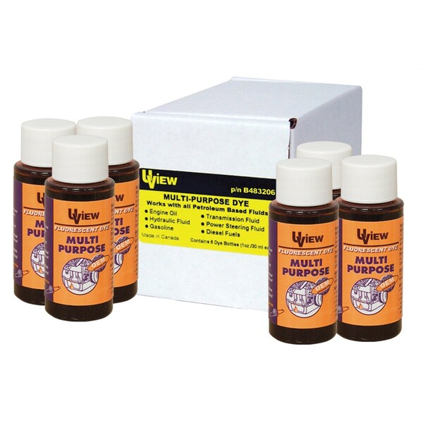 U-View Ultraviolet Systems Multi Purpose Dye, 1 oz. Bottles, PK6 - B483206