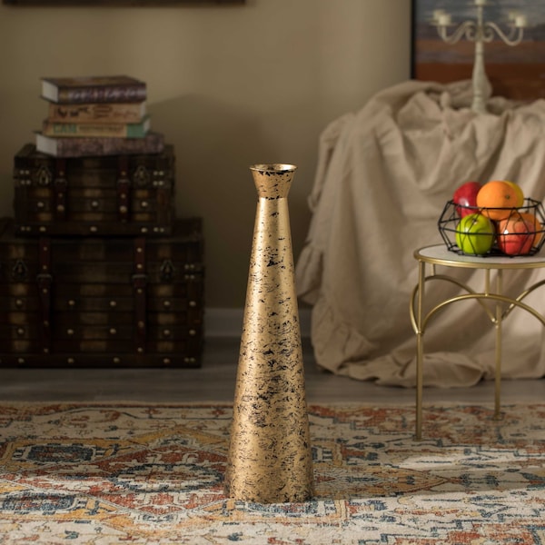 Uniquewise Brushed Paint Unique Straight Design Metal Floor Vase for Entryway, Living or Dining Room, Medium - QI004445.M