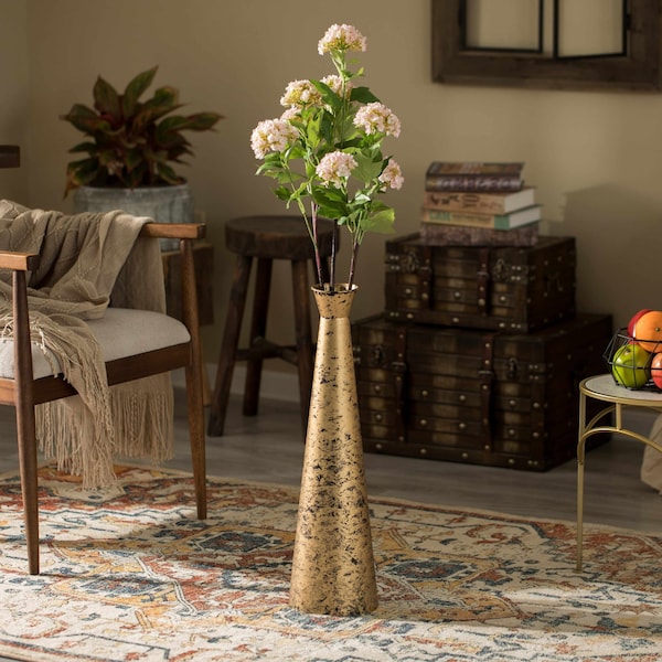 Uniquewise Brushed Paint Unique Straight Design Metal Floor Vase for Entryway, Living or Dining Room, Medium - QI004445.M