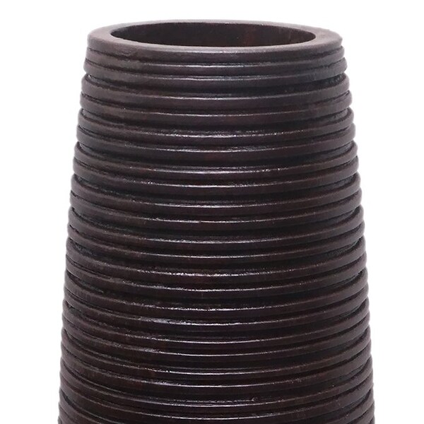 Uniquewise Brown Decorative Contemporary Mango Wood Ribbed Design Round Floor Vase, 30 Inch - QI004431.M