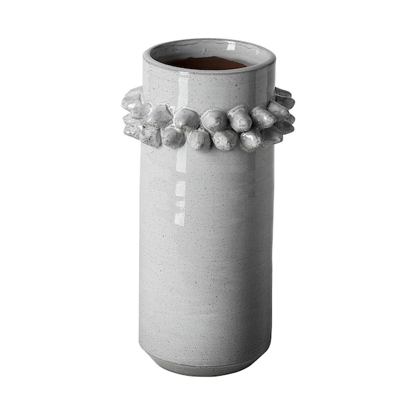 Palacedesigns 11 in. Organic Style White Wash Spikely Ceramic Vase - PA3096334