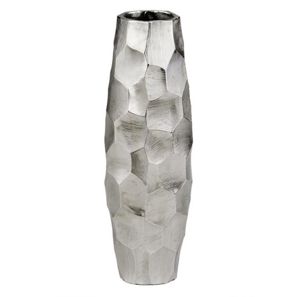 Modern Day Accents Modern Day Accents 3617 Facetado Barrel Silver Vase - 3617
