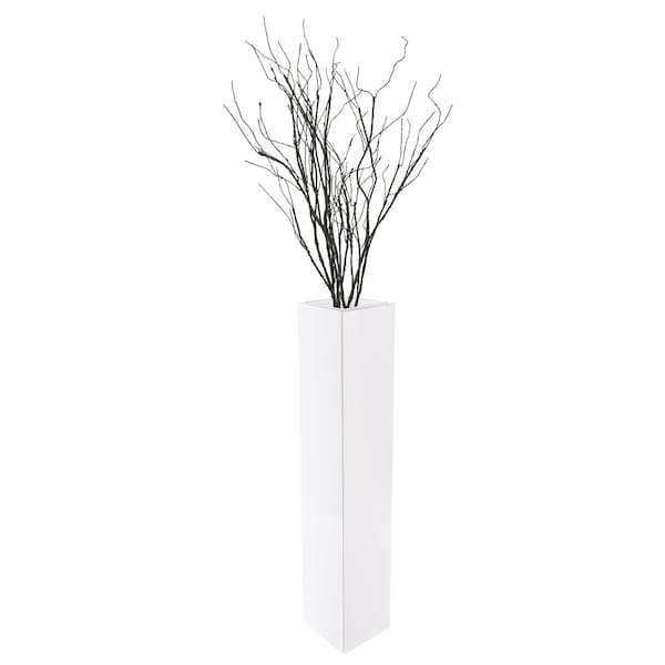 Uniquewise Tall Rectangular Wooden Modern Floor Vase, White 40 Inch - QI004184.L