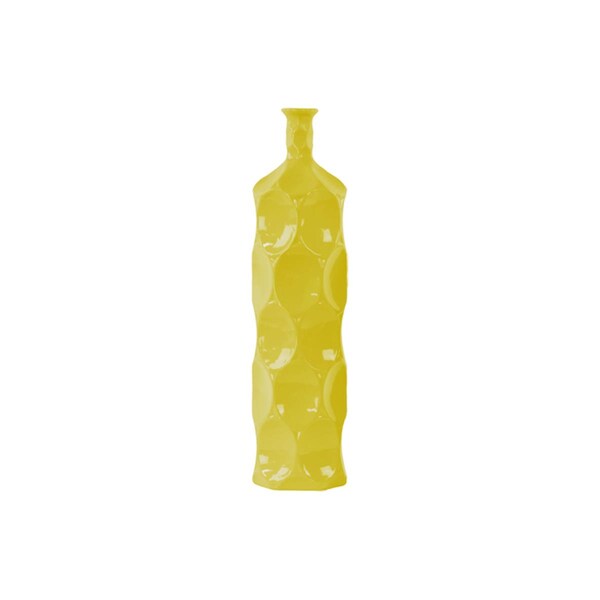 Urban Trends Collection Ceramic Round Bottle Vase With Dimpled Sides- Large - Yellow - 24403