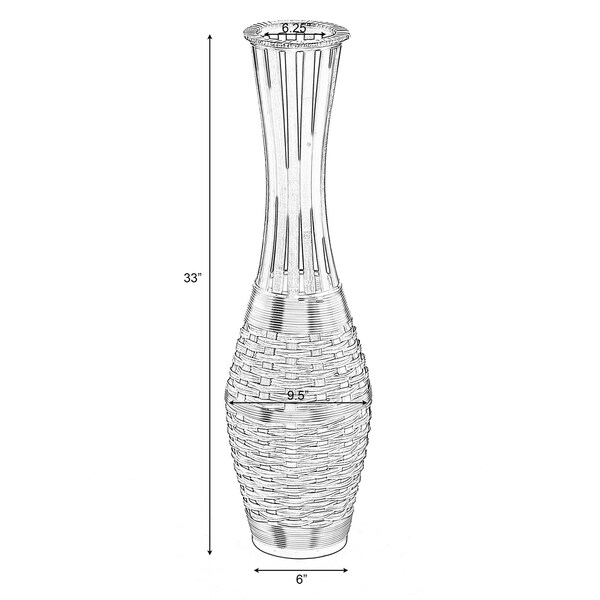 Uniquewise Elegant 34-inch-tall Trumpet Style Floor Vase - Bamboo Rope Accent, Brown Modern Statement Vase - QI004079