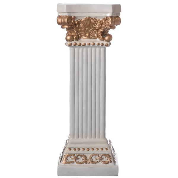 Uniquewise Fiberglass White Plinth Roman Column Ionic Piller Pedestal Vase Stand - Photography Props - 32 Inch - QI004125-32