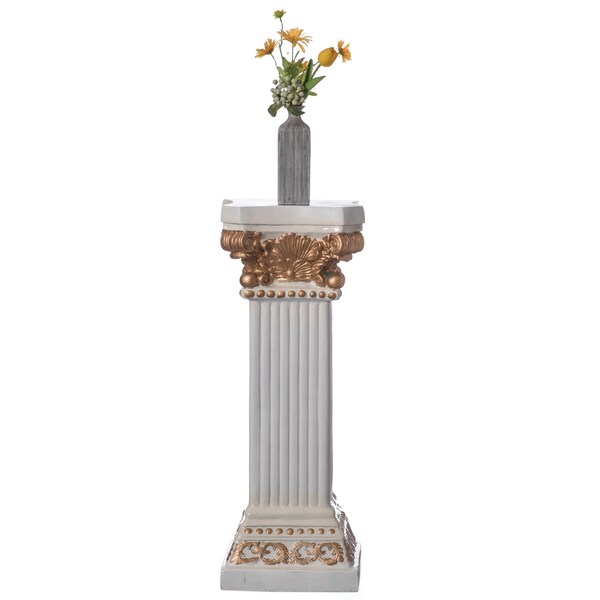 Uniquewise Fiberglass White Plinth Roman Column Ionic Piller Pedestal Vase Stand - Photography Props - 32 Inch - QI004125-32