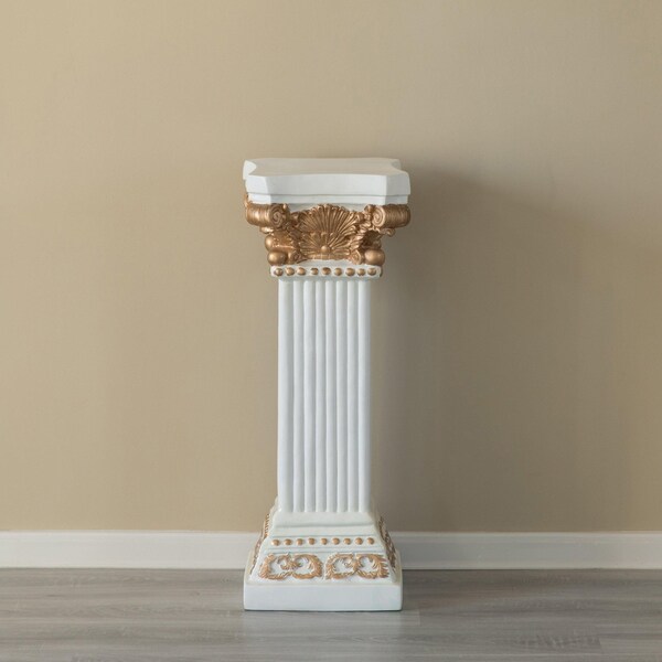 Uniquewise Fiberglass White Plinth Roman Column Ionic Piller Pedestal Vase Stand - Photography Props - 32 Inch - QI004125-32