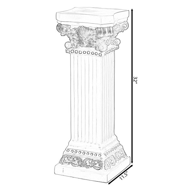 Uniquewise Fiberglass White Plinth Roman Column Ionic Piller Pedestal Vase Stand - Photography Props - 32 Inch - QI004125-32