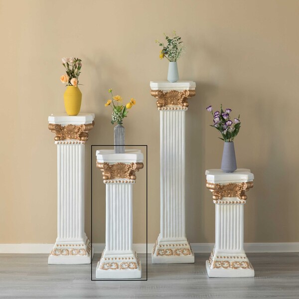Uniquewise Fiberglass White Plinth Roman Column Ionic Piller Pedestal Vase Stand - Photography Props - 32 Inch - QI004125-32