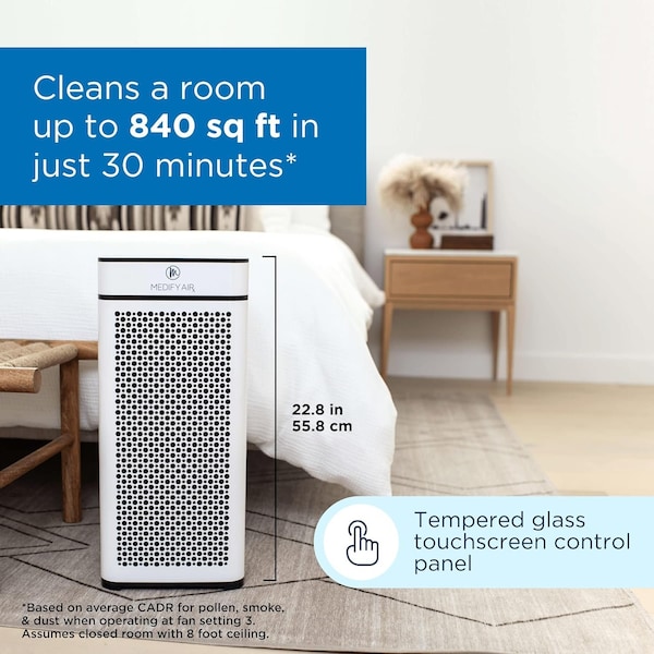 Medify Air True HEPA H13 9997 Air Purifier That Easily Covers 800 Sq Ft 330 CADR - MA-40-W1