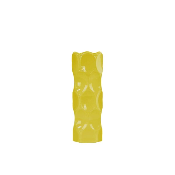 Urban Trends Collection Ceramic Round Cylindrical Vase With Dimpled Sides- Medium - Yellow - 24423