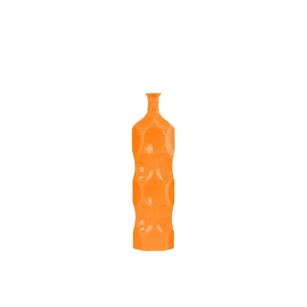 H2H Urban Trends Collection  Ceramic Round Bottle Vase With Dimpled Sides- Medium - Orange - H23251905