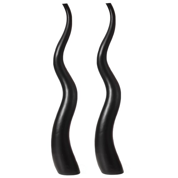 Uniquewise Set of 2 62in Tall Ceramic Black Animal Horn Floor Vase Elegant for Entryway Dining Living Room - QI004040.L.2