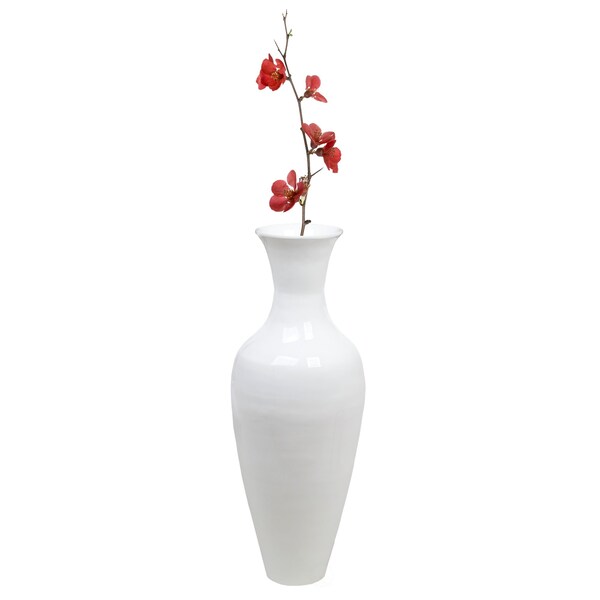 Uniquewise Tall Floor Vase, 37 Inch White Bamboo Vase, Modern Vase Large Flower Holder, Vase for Home Decor - QI003713