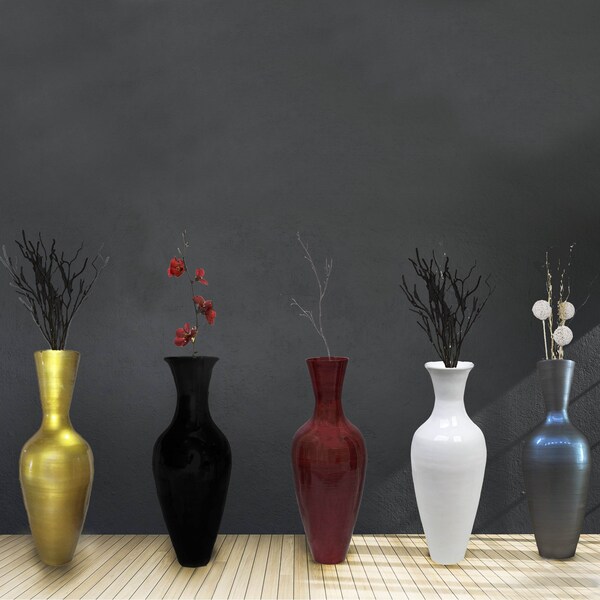 Uniquewise Tall Floor Vase, 37 Inch White Bamboo Vase, Modern Vase Large Flower Holder, Vase for Home Decor - QI003713