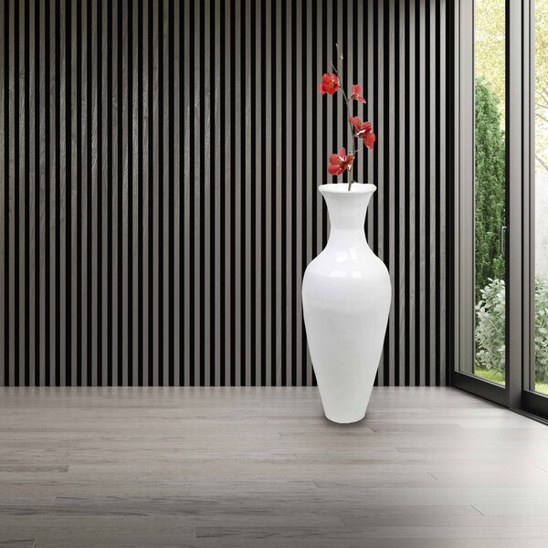 Uniquewise Tall Floor Vase, 37 Inch White Bamboo Vase, Modern Vase Large Flower Holder, Vase for Home Decor - QI003713