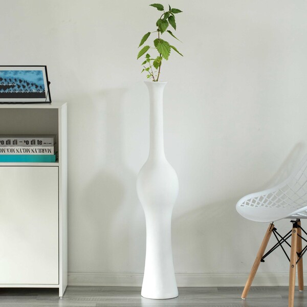 Uniquewise Unique Style Floor Vase for Entryway Dining or Living Room, White Ceramic 42.5 in. - QI004041.S