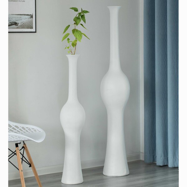 Uniquewise Unique Style Floor Vase for Entryway Dining or Living Room, White Ceramic 42.5 in. - QI004041.S