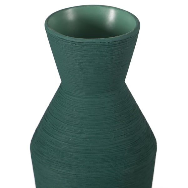 Uniquewise 10" H Decorative Ceramic Round Sharp Concaved Top Vase Centerpiece Table Vase Green, Large - QI004346.L