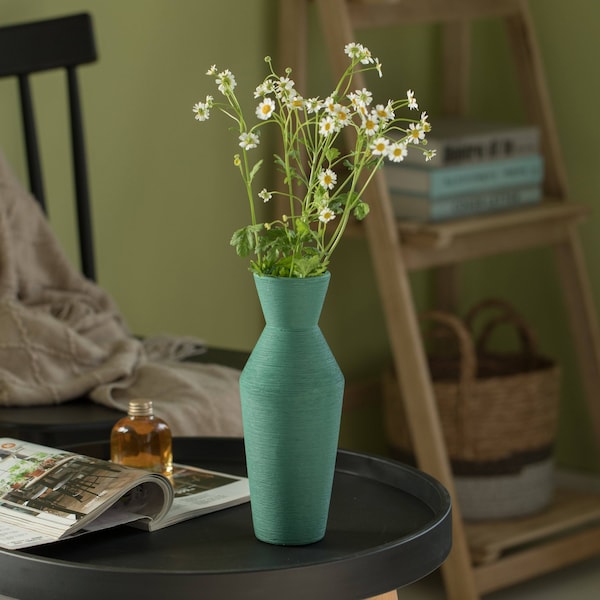 Uniquewise 10" H Decorative Ceramic Round Sharp Concaved Top Vase Centerpiece Table Vase Green, Large - QI004346.L