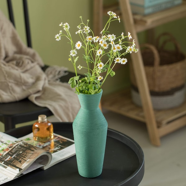 Uniquewise 10" H Decorative Ceramic Round Sharp Concaved Top Vase Centerpiece Table Vase Green, Large - QI004346.L