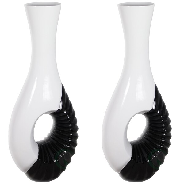 Uniquewise Set of 2 Modern Black and White Large Floor Vase - 43 Inch Tall, Contemporary Home Decor,  - QI003209L.2