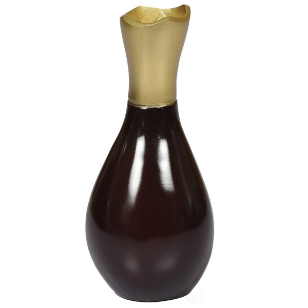 Uniquewise Aluminium-Casted Modern Decorative Flower Table Vase, Two Tone Brown and Gold 6.75 Inch - QI004134.S