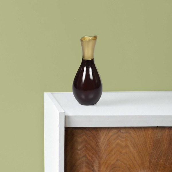 Uniquewise Aluminium-Casted Modern Decorative Flower Table Vase, Two Tone Brown and Gold 6.75 Inch - QI004134.S
