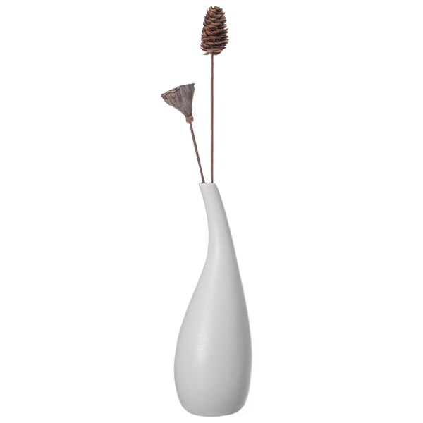 Uniquewise White Contemporary Unique Teardrop Shaped Ceramic Table Vase Flower Holder, 10 Inch - QI004367.M