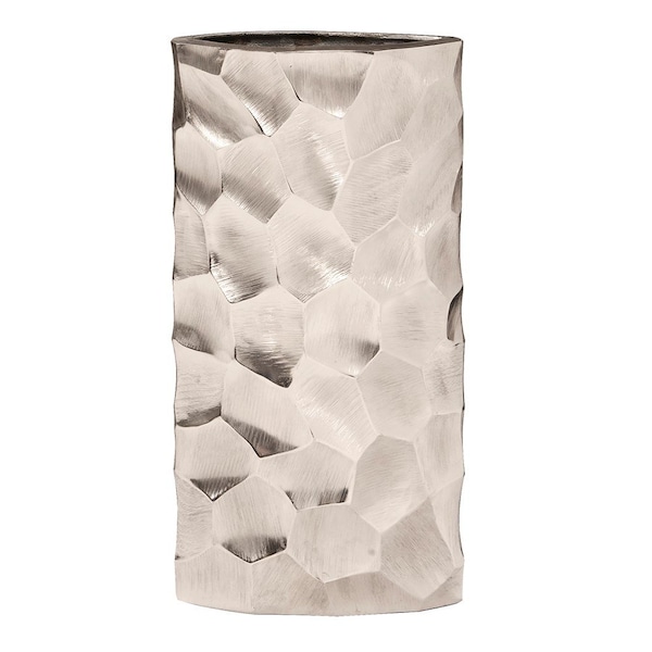 Howard Elliott Hammered Aluminum Oval Vase Bright silver Large - 35113