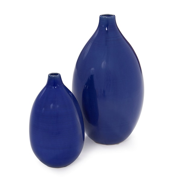 Howard Elliott Cobalt Blue Glaze Ceramic Vases - set Of 2, 733569 - 34052