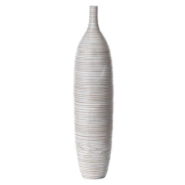 Uniquewise Modern Decorative Bottle Shape White Floor Vase Ribbed Design, 34 Inch - QI004177.M