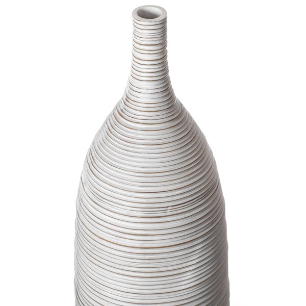 Uniquewise Modern Decorative Bottle Shape White Floor Vase Ribbed Design, 34 Inch - QI004177.M