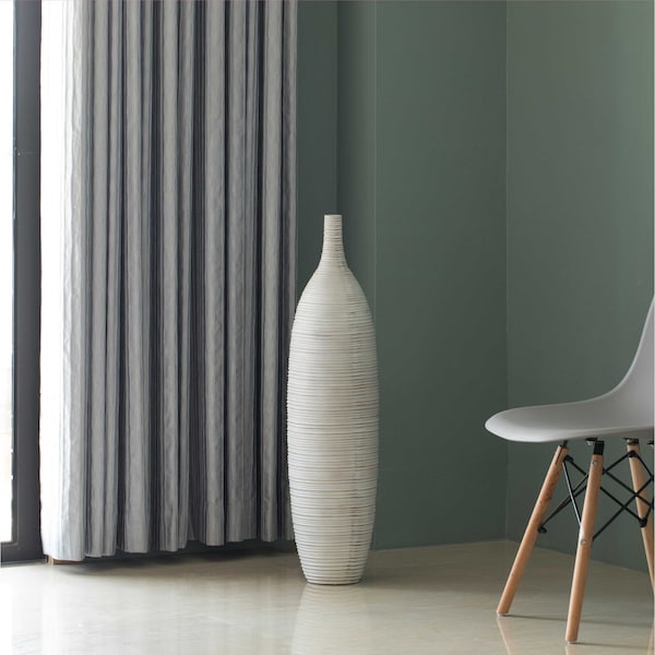 Uniquewise Modern Decorative Bottle Shape White Floor Vase Ribbed Design, 34 Inch - QI004177.M