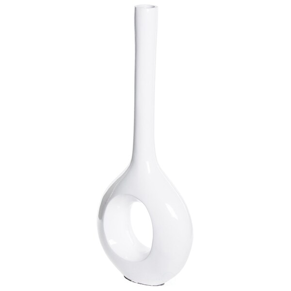 Uniquewise Tall Narrow White Fiberglass Modern Floor Hole Vase 28 Inch - QI003692L.WT