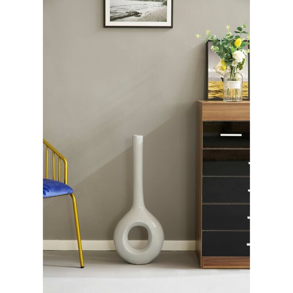 Uniquewise Tall Narrow White Fiberglass Modern Floor Hole Vase 28 Inch - QI003692L.WT