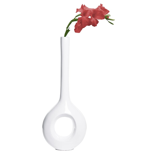 Uniquewise Tall Narrow White Fiberglass Modern Floor Hole Vase 28 Inch - QI003692L.WT