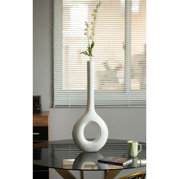 Uniquewise Tall Narrow White Fiberglass Modern Floor Hole Vase 28 Inch - QI003692L.WT