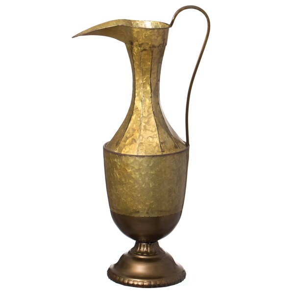 Uniquewise Antique Style 1 Handle Metal Jug Floor Vase for Entryway, Living Room or Dining Room, Large - QI004441.L