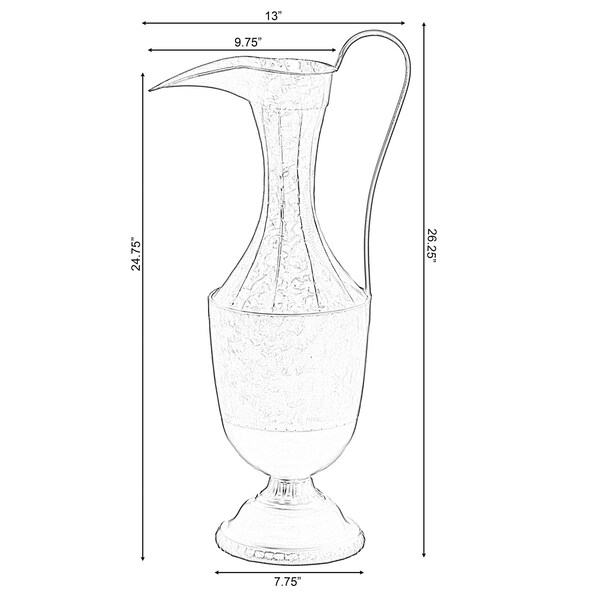 Uniquewise Antique Style 1 Handle Metal Jug Floor Vase for Entryway, Living Room or Dining Room, Large - QI004441.L