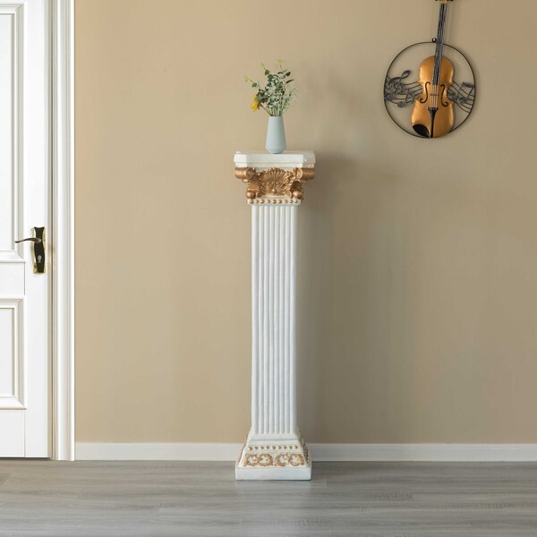 Uniquewise Fiberglass White Plinth Roman Column Ionic Piller Pedestal Vase Stand - Photography Props - 49 Inch - QI004125-49