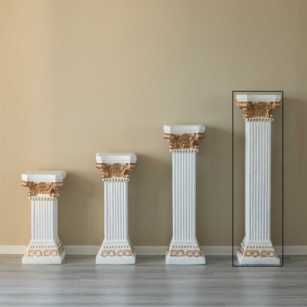 Uniquewise Fiberglass White Plinth Roman Column Ionic Piller Pedestal Vase Stand - Photography Props - 49 Inch - QI004125-49