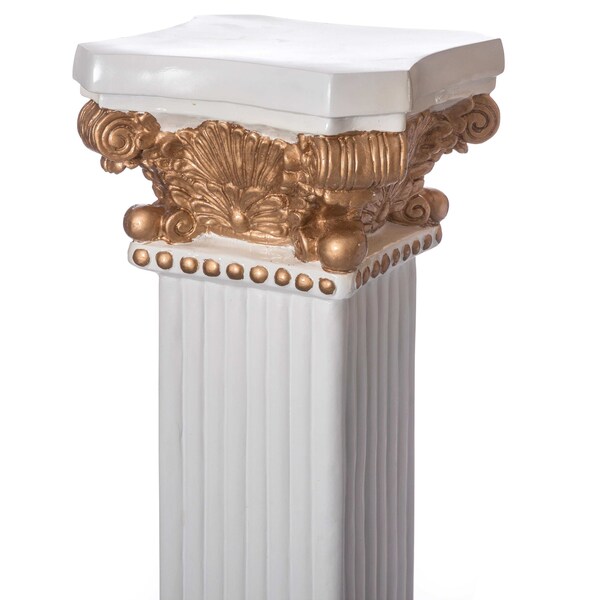 Uniquewise Fiberglass White Plinth Roman Column Ionic Piller Pedestal Vase Stand - Photography Props - 49 Inch - QI004125-49