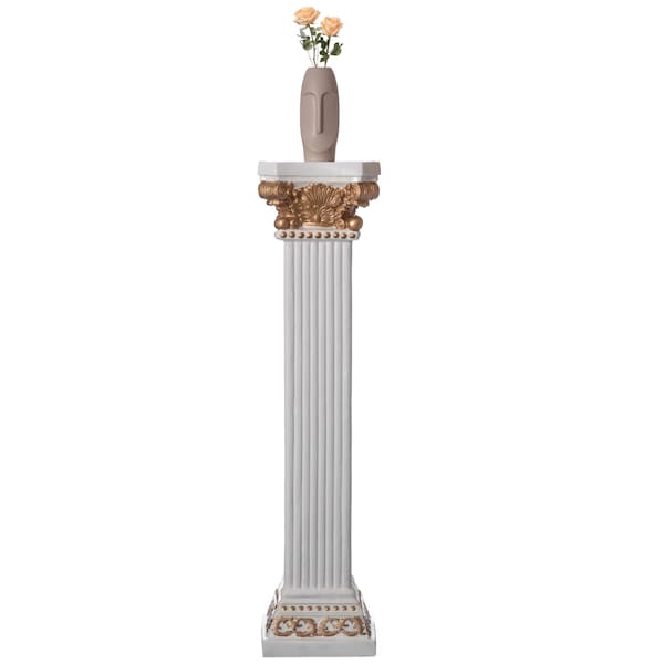 Uniquewise Fiberglass White Plinth Roman Column Ionic Piller Pedestal Vase Stand - Photography Props - 49 Inch - QI004125-49